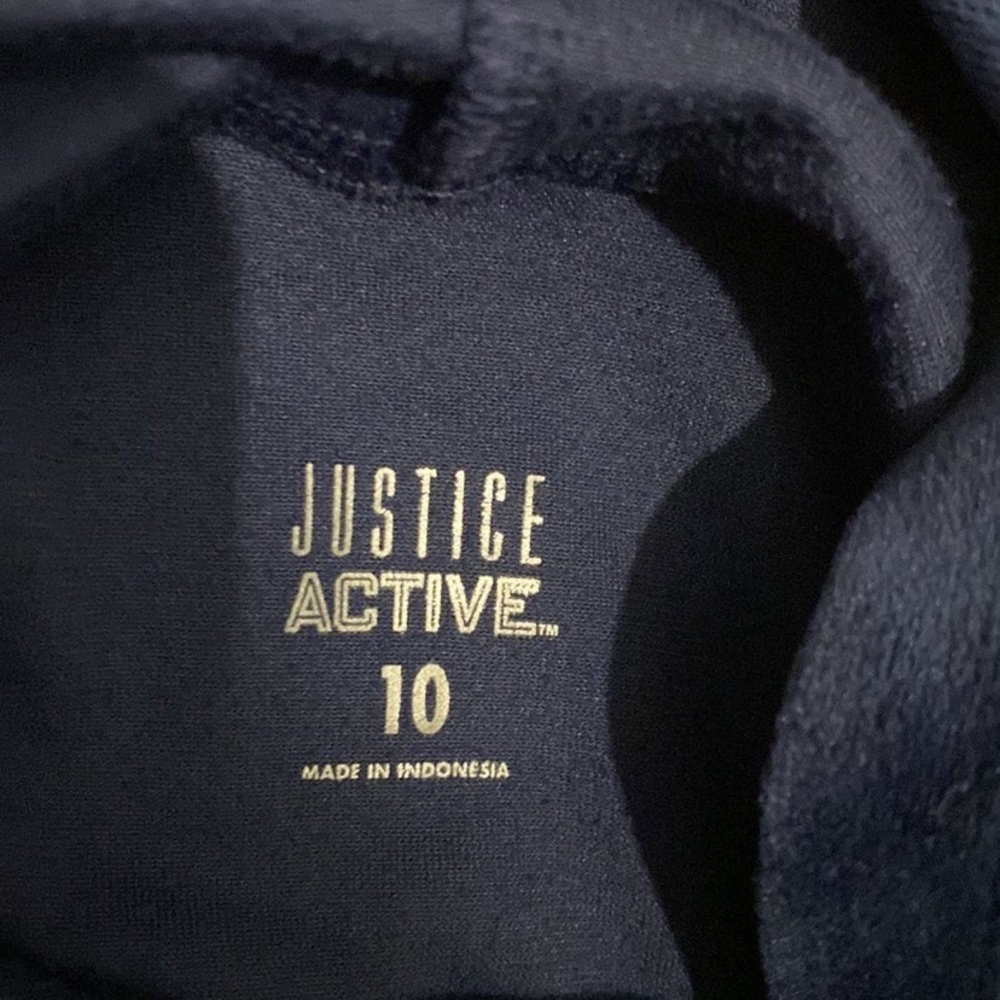 Justice Velour Glitter Stripe Soccer Sports Sweatshirt Blue - Picture 5 of 6